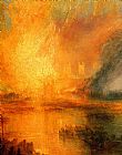 Famous Houses Paintings - The Burning of the Houses of Parliament detail